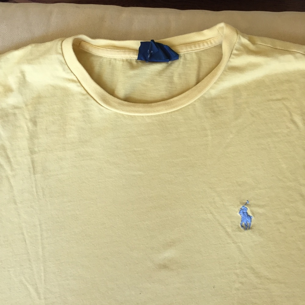 Yellow Polo t w/ light blue horse